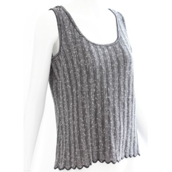 St. John Top Scoop Neck Scallop Hem Knit M - Picture 1 of 6